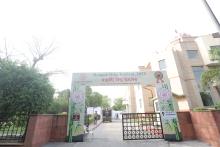 The entrance to the  Rongali Bihu festival 2022  Sri Sathya Sai International Centre Auditorium, New Delhi 